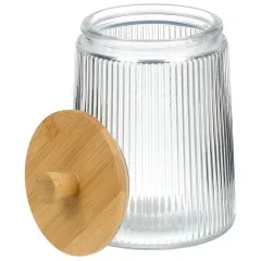 Банка для хранения продуктов Daniks Pump, стекло/бамбук, 1300 мл (500149)