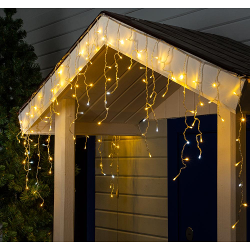 Гирлянда LUAZON LIGHTING Бахрома 3х0,6м прозрачная нить, 160 LED свечение теплое белое с мерцанием (