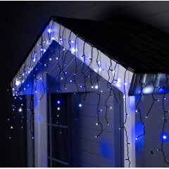 Гирлянда LUAZON LIGHTING Бахрома 3х0,6м темная нить, 160 LED свечение бело-синее с мерцанием (108017