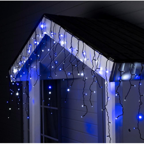 Гирлянда LUAZON LIGHTING Бахрома 3х0,6м темная нить, 160 LED свечение бело-синее с мерцанием (108017