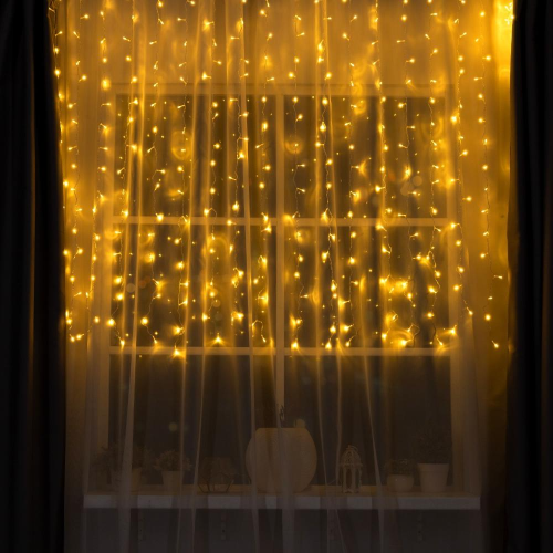 Гирлянда Занавес 2х1,5м LED-360-220V свечение теплое белое, 8 режимов (3584224)