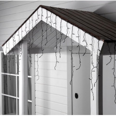 Гирлянда LUAZON LIGHTING Бахрома 3х0,6м темная нить, 160 LED свечение теплое белое с мерцанием (3584