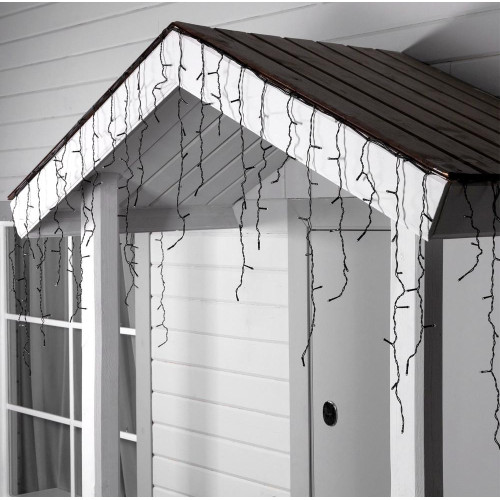 Гирлянда LUAZON LIGHTING Бахрома 3х0,6м темная нить, 160 LED свечение теплое белое с мерцанием (3584