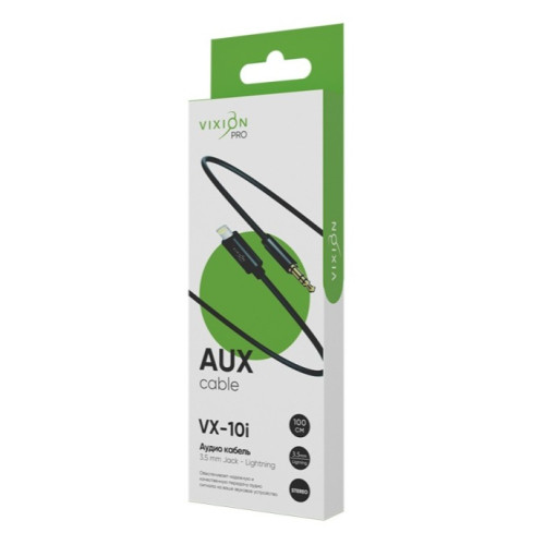 Кабель Lightning - AUX Jack 3.5mm Vixion VX-10i черный (GS-00028894)