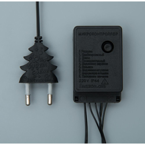 Гирлянда Нить 10м темная нить 100LED свечение теплое белое, 8 режимов (3556789)