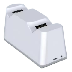 Зарядная док станция для геймпадов PS5 VOLFOX P5-102 DualSense, подсветка, белый