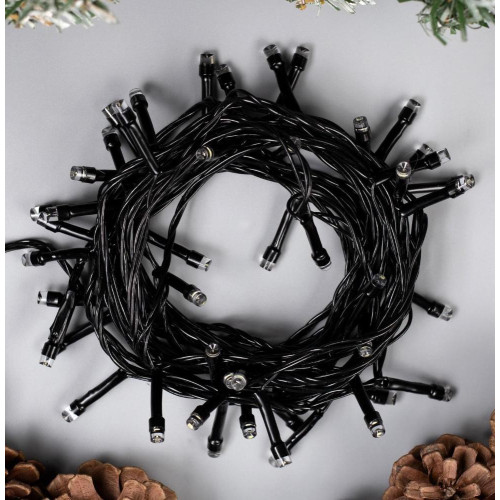 Гирлянда Нить 10м темная нить 100LED свечение белое, 8 режимов (3556788)