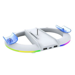 Зарядная док станция IPEGA для Sony PS5 Slim c подсветкой, белая