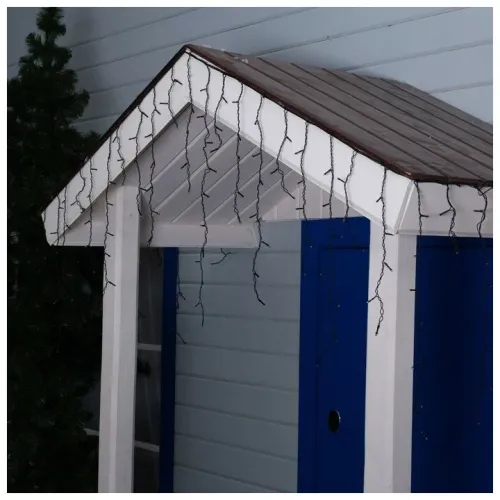 Гирлянда LUAZON LIGHTING Бахрома 3х0,6м темная нить, 160 LED свечение бело-синее с мерцанием (108017