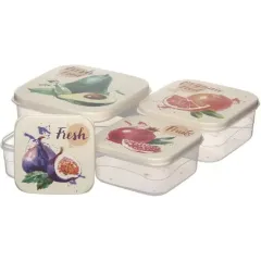 Контейнер (набор) Бытпласт, Phibo, пластик, квадратный, 4 шт. (С3264007)(437073)