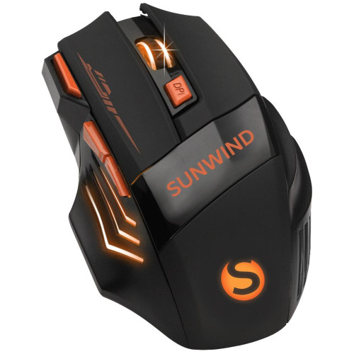 Мышь SunWind SW-M715GW черный/оранжевый