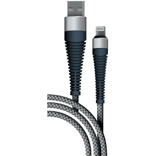 Кабель USB 3.0 A вилка - 8pin 1 м Borasco Lightning 1m 3А Fishbone усиленный серый (38508)