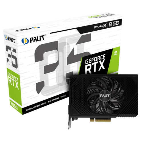 Видеокарта Palit PCI-E 4.0 PA-RTX3050 STORMX NV RTX3050 8192Mb 128 GDDR6 1552/14000/HDMIx1/DPx3/HDCP NE63050018P1-1070F