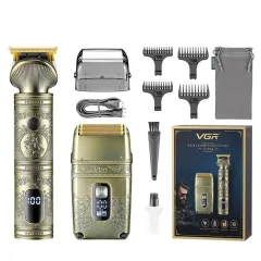 Набор для стрижки VGR V-649, 2 в 1, бронза (машинка для стижки/бритва)