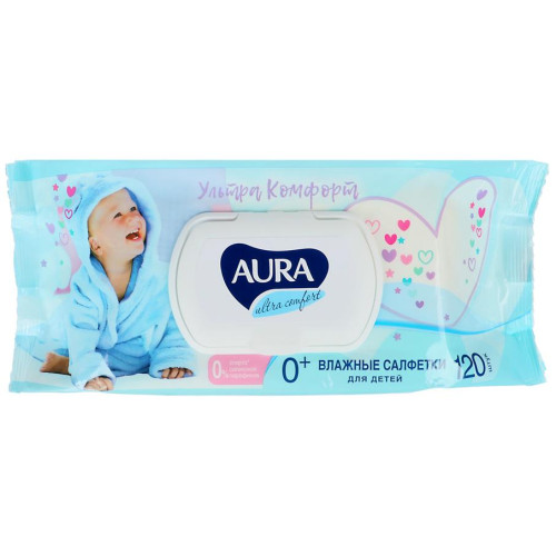 Салфетки влажн. AURA ULTRA COMFORT детские 120 шт.
