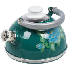 Чайник со свистком Рубин, эмаль, бирюзовый, 2,5 л. (ТММ04/25/06/13/27/Н03)(472997)