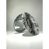 Зеркальце косметическое складное, экокожа, змея, круглое., серый/черный