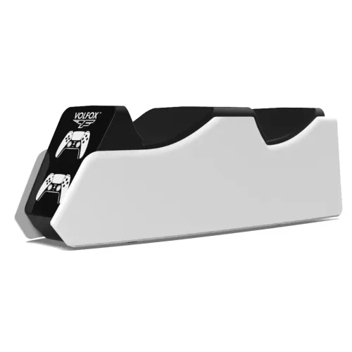 Зарядная док станция для геймпадов PS5 VOLFOX P5-100 DualSense, подсветка, белый/черный