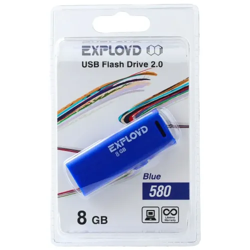 Карта USB2.0 8 GB EXPLOYD 580 синий