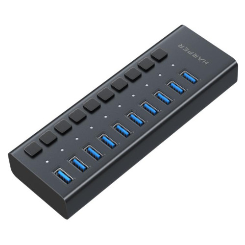 Коммутатор USB 2.0 HARPER HUB-10MB Black