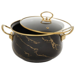 Кастрюля Daniks Черный мрамор, эмаль, индукция, 4.5 л (Y4-8969)(484349)