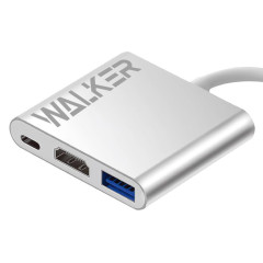 Коммутатор USB 2.0 WALKER WHUB-35 серебряный