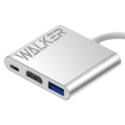 Коммутатор USB 2.0 WALKER WHUB-35 серебряный