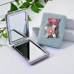 Зеркальце косметическое складное, Узор , прямоугол., ткань