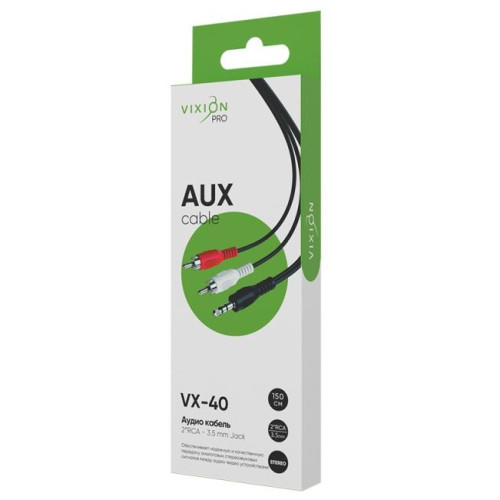 Кабель Jack вилка - 2 RCA 1.5 м Vixion VX-40