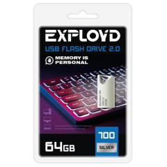 Карта USB2.0 64 GB EXPLOYD EX-64GB-700-Silver