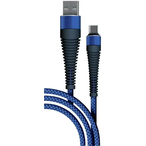 Кабель USB 2.0 A вилка - Type C 1 м Borasco 3А Fishbone усиленный темно-синий
