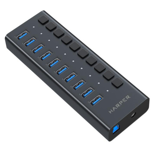 Коммутатор USB 2.0 HARPER HUB-10MB Black
