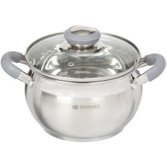 Кастрюля Daniks Модерн, нерж., индукция, серый, 2 л. (SD-16N)