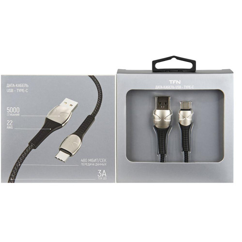 Кабель USB 2.0 A вилка - Type C 1 м TFN TFN-C-SPD-USBC1MBK