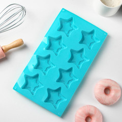 Форма для выпечки силикон Доляна «Звёздочки», 29×16×2 см, 8 ячеек, голубой (7067975)