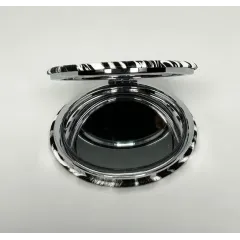 Зеркальце косметическое складное, Барс, круглое., серый/белый/черный