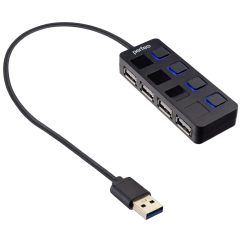 Коммутатор USB 2.0 PERFEO PF-H044 Black