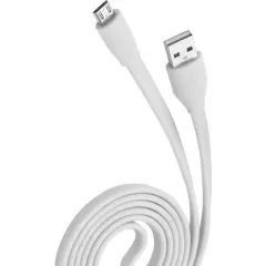 Кабель USB 2.0 A вилка - microUSB 1 м OLMIO 2.1A плоский белый