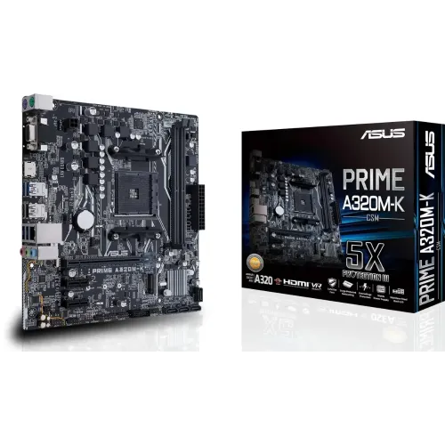 М/П SOC-AM4 Asus PRIME A320M-K/CSM Soc-AM4 AMD A320 2xDDR4 mATX AC`97 8ch(7.1) GbLAN RAID+VGA+