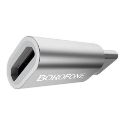 Переходник microUSB to Type-C Borofone BV4 серебро