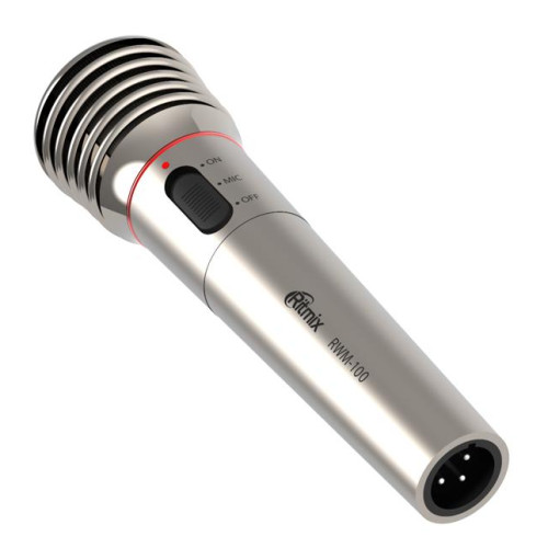 Микрофон вокальный Ritmix RWM-100 (радио,3м титан)