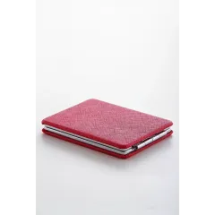 Зеркальце косметическое складное, экокожа, прямоугол., красное