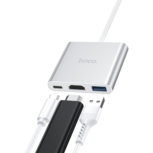 Коммутатор USB 3.0 HB14 Type-C на USB 3.0/HDMI/PD HOCO  