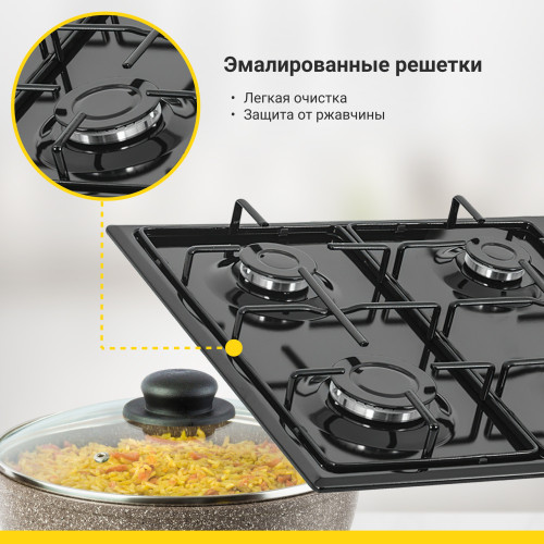 Стол газовый Simfer H60Q40B411 черный