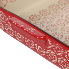 Форма для выпечки керамика Daniks Круги на красном, фигурная, 35х24.5х6.5 см (Y6-10300)(462728)