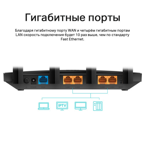 Маршрутизатор TP-LINK Archer C6 AC1200 10/100/1000BASE-TX черный