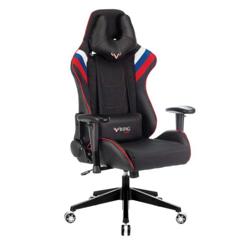 Кресло игровое Zombie VIKING 4 AERO белый/синий/красный текстиль/эко.кожа