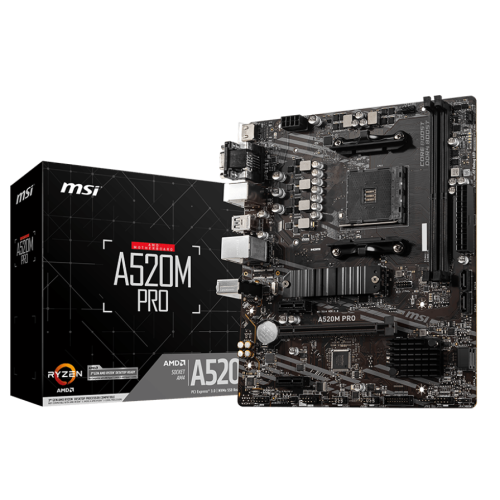 М/П SOC-AM4 MSI A520M PRO 2xDDR4/mATX/HDMI, DP, VGA