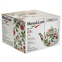 Чайник без свистка METALLONI "Ягоды", индукция, эмаль., 2,5 л.(EM-1314)