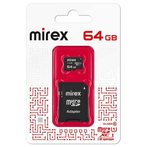 Карта micro-SD 64 GB MIREX Class 10 + адаптер